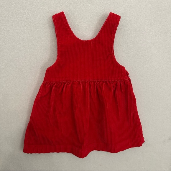 Vintage Carter's Red Corduroy Dress Button Straps Baby Toddler 12M - Picture 3 of 5